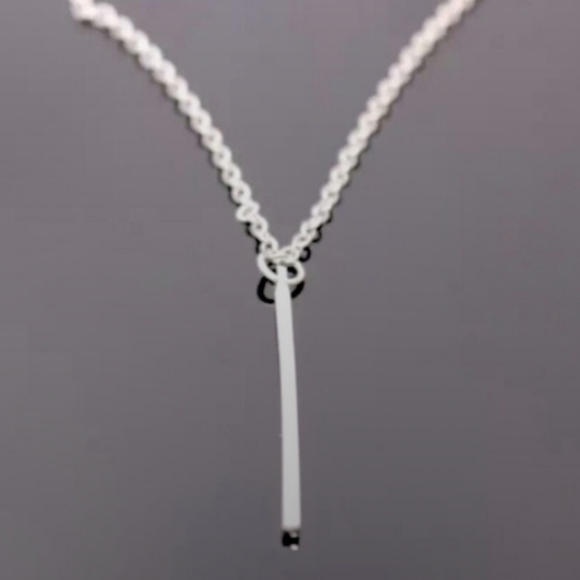 NWT Silver Bar Minimalist Necklace 18"-20" matching chain with lobster clasp.NEW - Picture 2 of 7